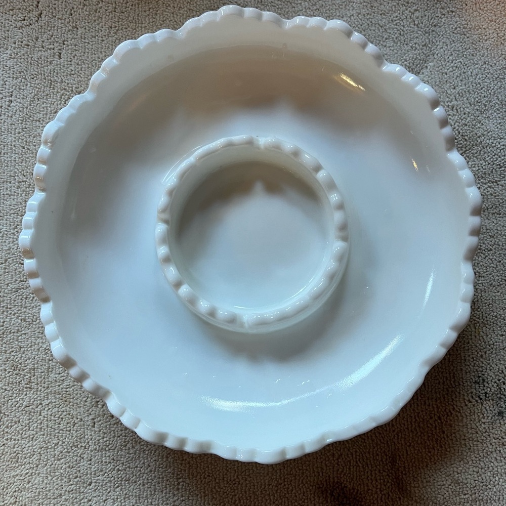 Fenton Milk Glass Scalloped Serving Dish